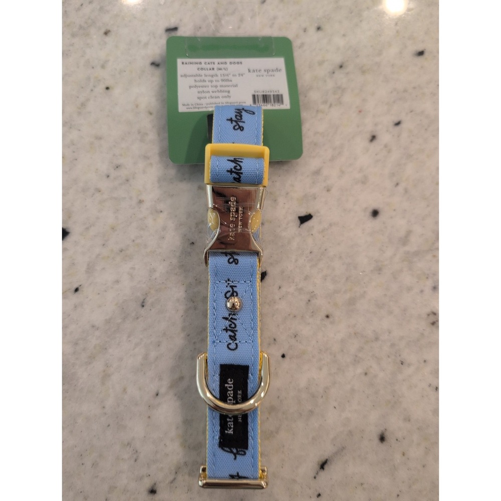 Kate Spade New York Pet Collar Raining Cats And Dogs Size M/L NWT